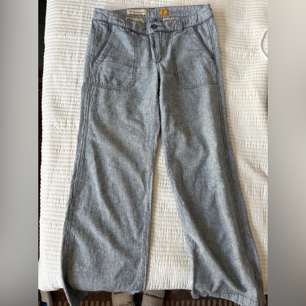 Anthropologie Pilcro blue linen blend wide leg pants - Picture 3 of 6